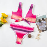 binfenxie Two-Piece Sexy Colorful Gradient Lace Halter Bikini