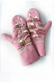 Binfenxie Cashmere Thick Printed Winter Warm Christmas Gloves