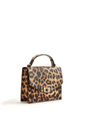 Twist Lock Leopard Satchel Bag  - Women Satchels