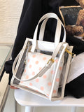 Clear Square Bag with Polka Dot Inner Pouch  - Women Satchels