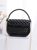 Quilted Faux Pearl Decor Chain Square Bag  - Women Satchels