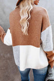 Binfenxie Contrasting Color High Neck Knitted Sweater