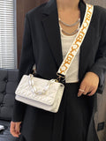 Minimalist Chain Decor Quilted Flap Square Bag  - Women Satchels