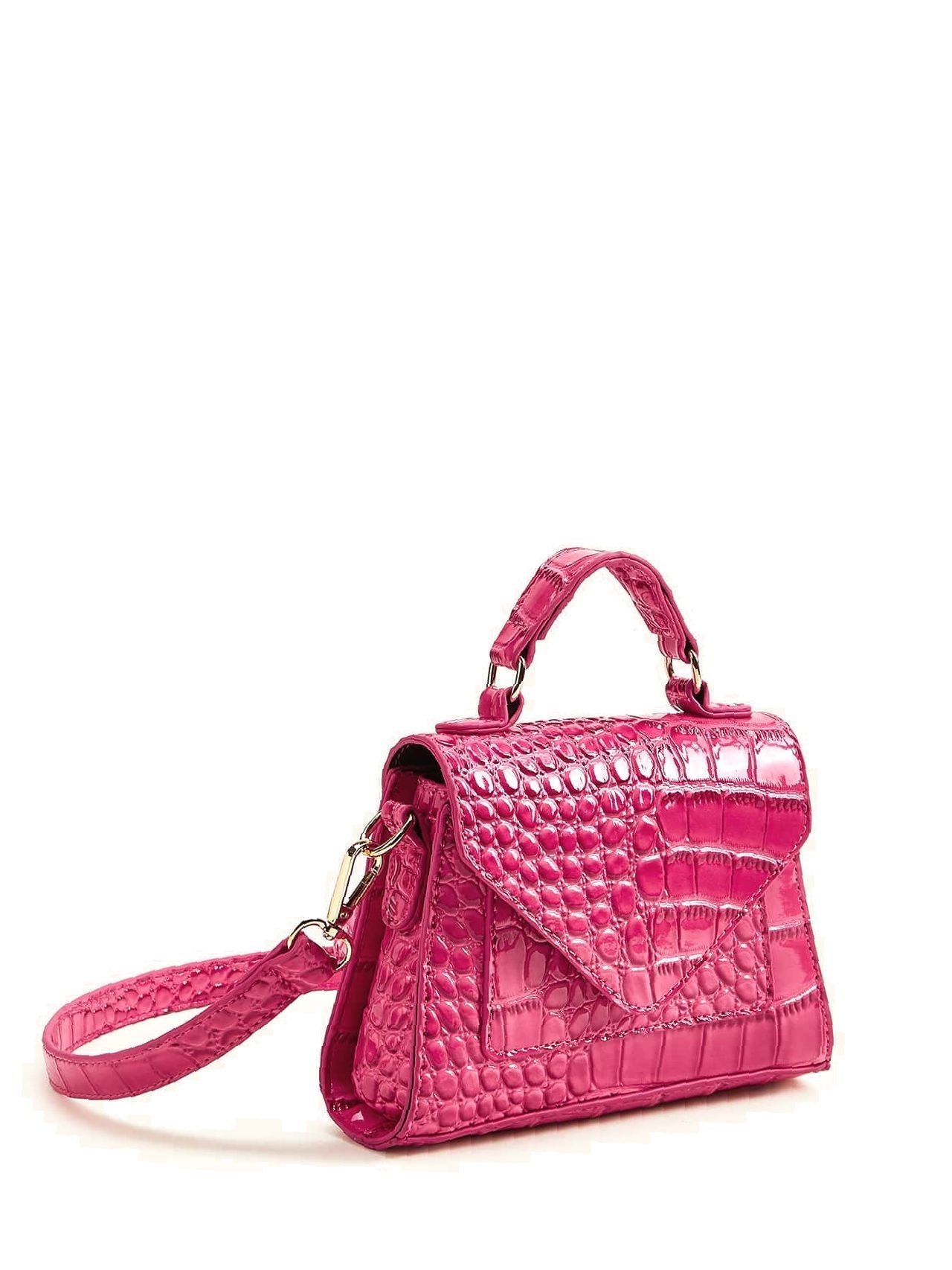 Croc Embossed Patent Satchel Bag  - Women Satchels