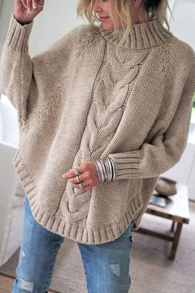 Turtleneck Loose Knitted Pullover Jumper Sweater(3 Colors)