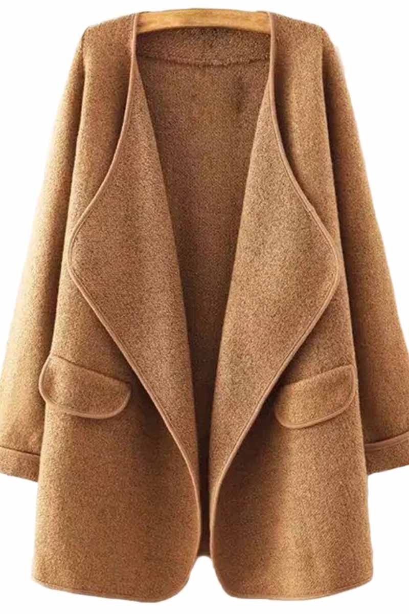 binfenxie Solid Color Loose Coat With Pockets