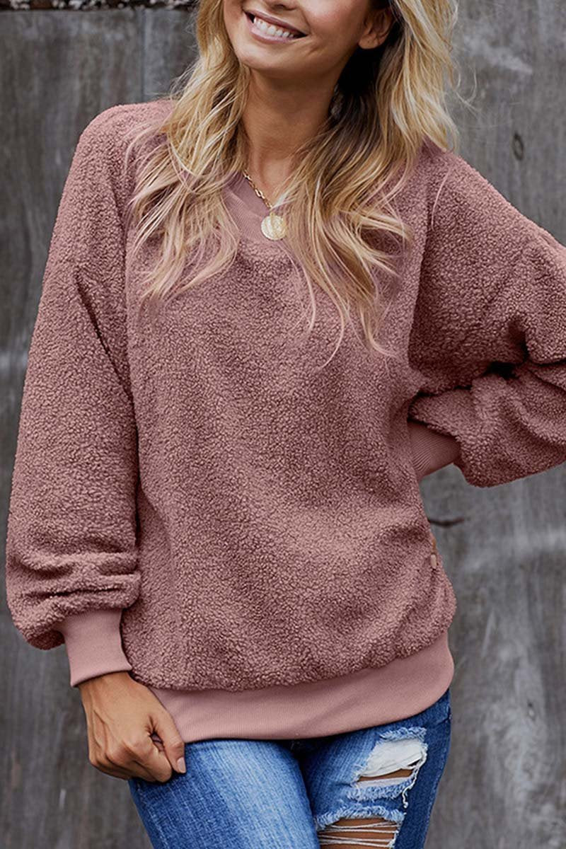 binfenxie Teddy Plush Sweater Casual Tops