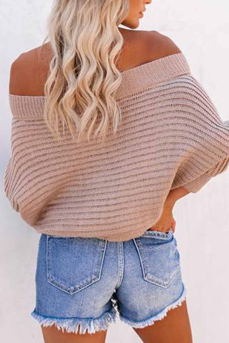 Binfenxie Sexy Striped Off-shoulder Sweater