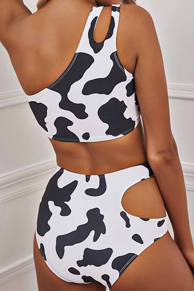 binfenxie Two-Piece Cow Pattern Digital Printing Split Swimsuit