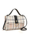 Plaid Pattern Flap Satchel Bag  - Women Satchels