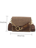 Houndstooth Pattern Chain Decor Square Bag  - Women Satchels