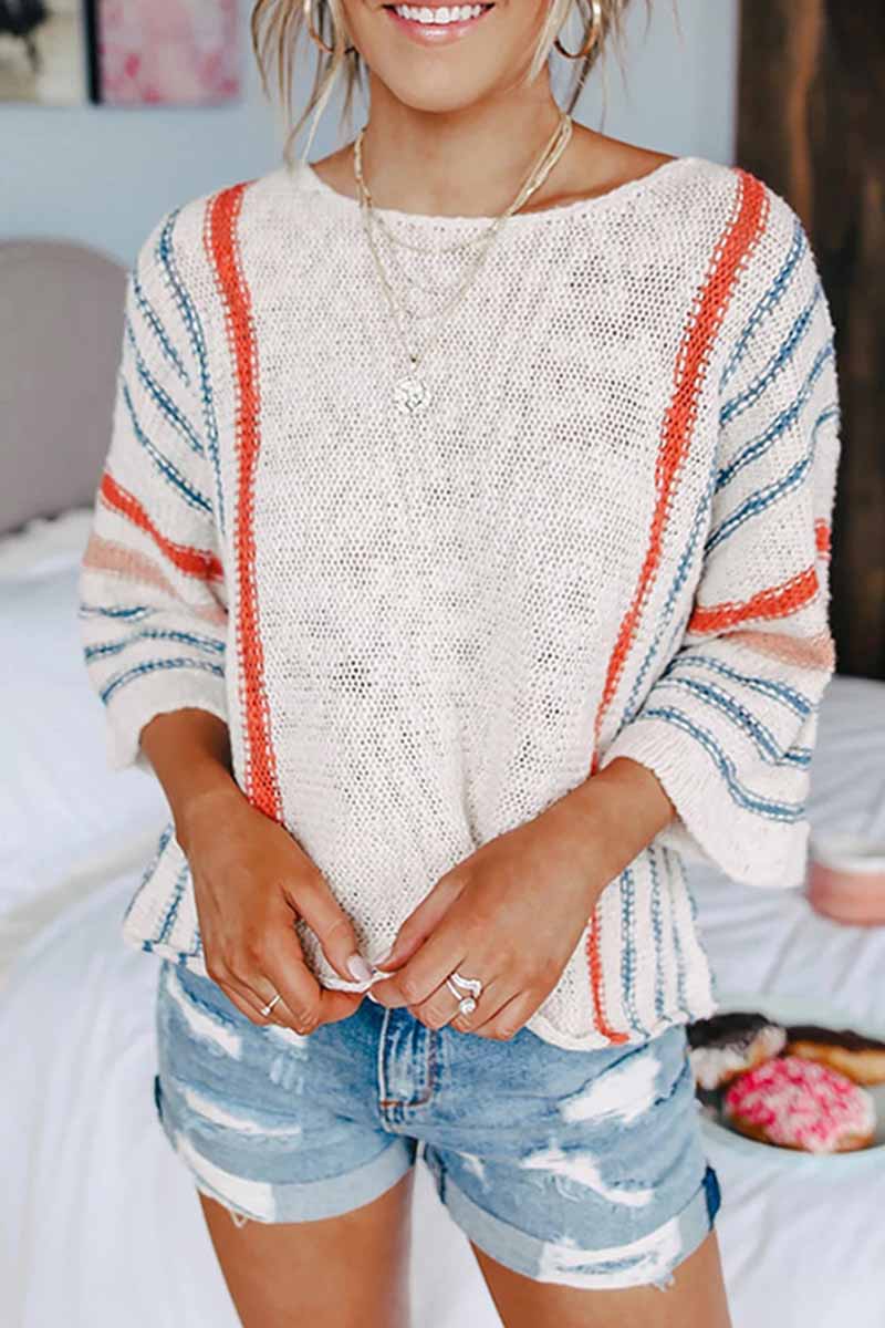 binfenxie Striped Colorblock Sweater