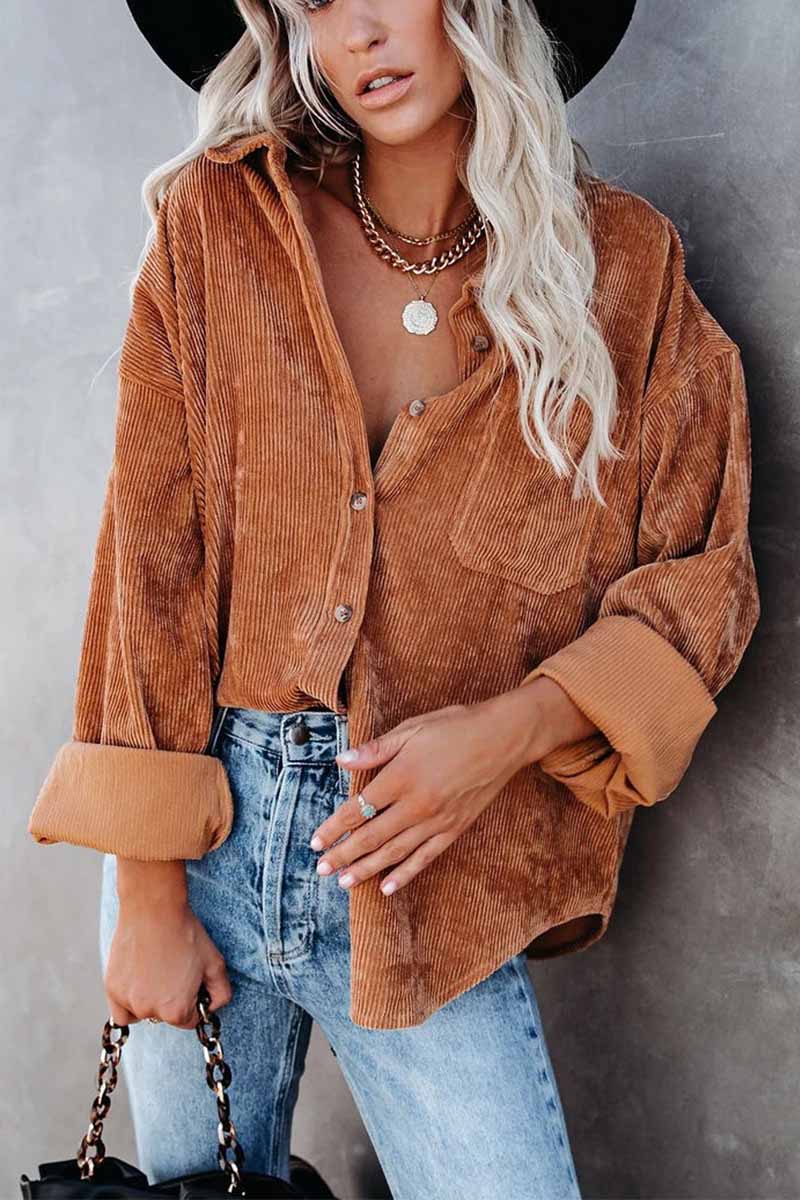 binfenxie Solid Color Loose Pit Shirt Tops