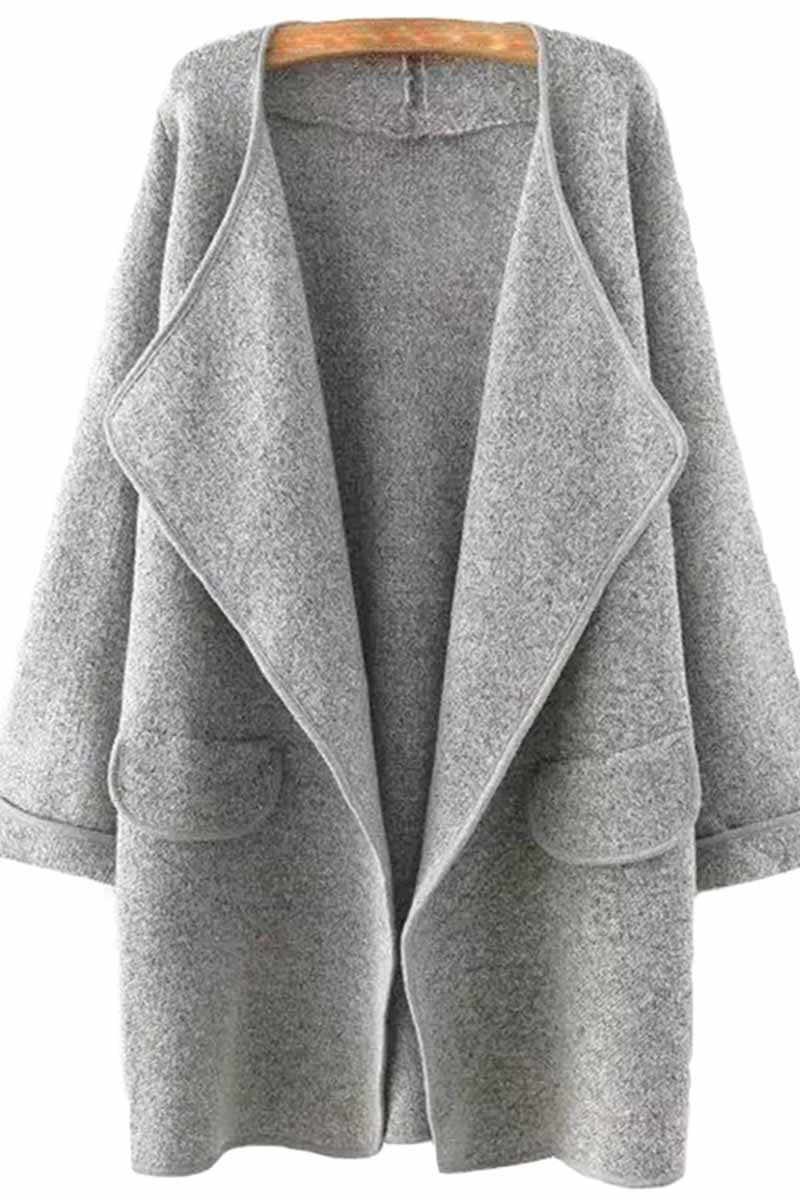 binfenxie Solid Color Loose Coat With Pockets