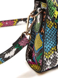 Snakeskin Print Flap Satchel Bag  - Women Satchels