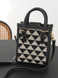 Geometric Pattern Stitch Detail Square Bag  - Women Satchels