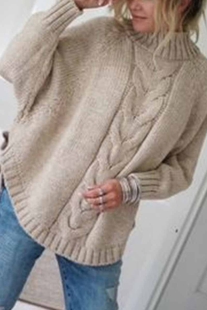 Turtleneck Loose Knitted Pullover Jumper Sweater(3 Colors)