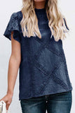 binfenxie Summer Geometric Stitching Lace Short Sleeves Tops (6 Colors)