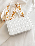 Minimalist Chain Decor Quilted Flap Square Bag  - Women Satchels
