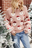 Binfenxie Casual Loose Round Neck Santa Sweater