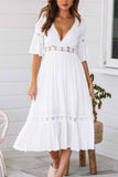 binfenxie White Lace Midi Dresses