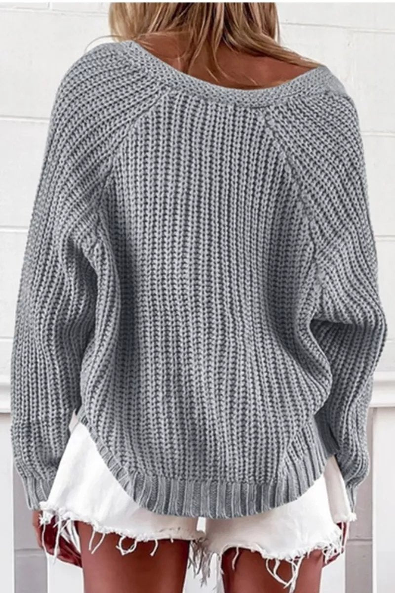 binfenxie Striped V-neck Cardigan Knit Sweater（4 colors）