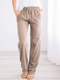 Binfenxie Pockets Drawstring Solid Loose Casual Fall Pants(6 Colors)
